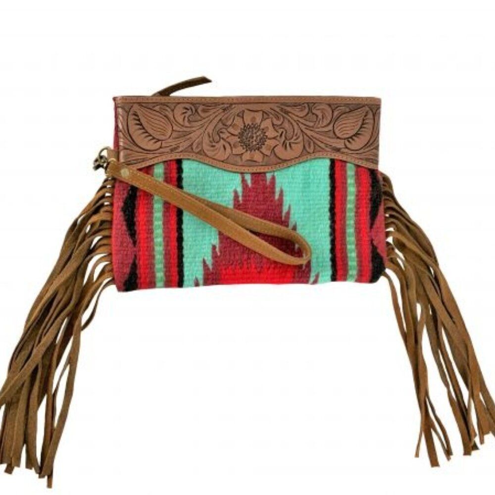 Showman 100% Wool Southwest Design Saddle Blanket Wristlet
